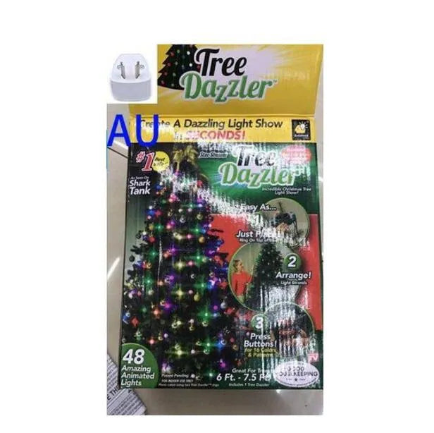 1.8 metre long Christmas tree light string with 64 colour-changing LED lights and a control button.