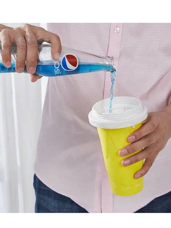 Blue silicone quick refrigeration pinch cup with double-layer construction for fast drink cooling.