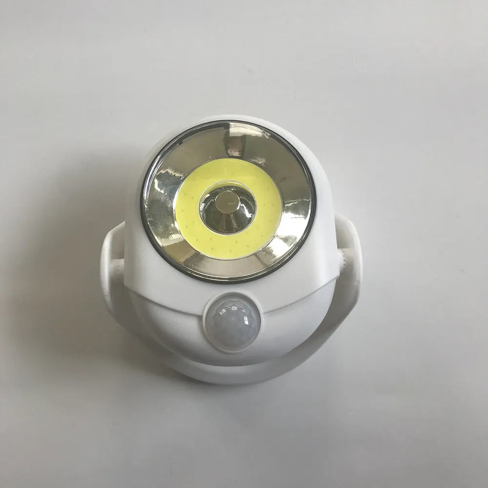 White atomic angel induction lamp with ABS plastic construction measuring 13.3×9.8×15.8cm