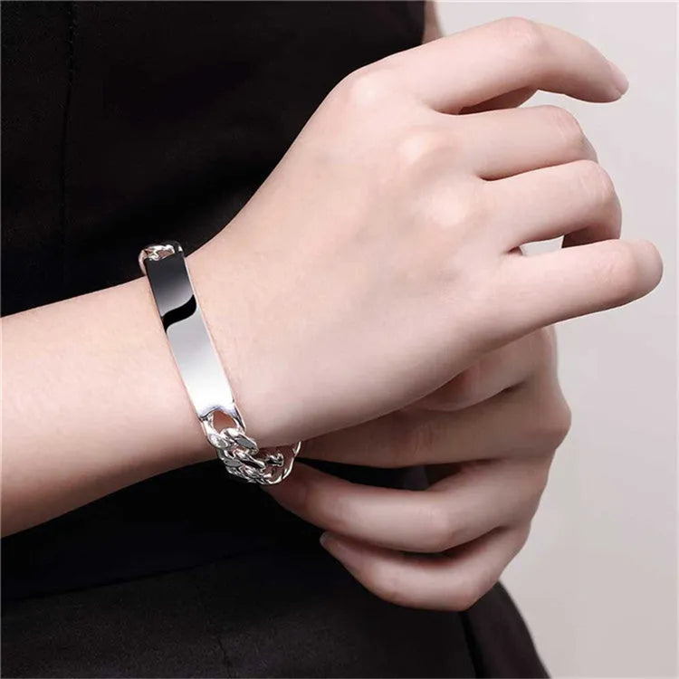 Silver S925 plated copper couple bracelets set male and female matching jewellery