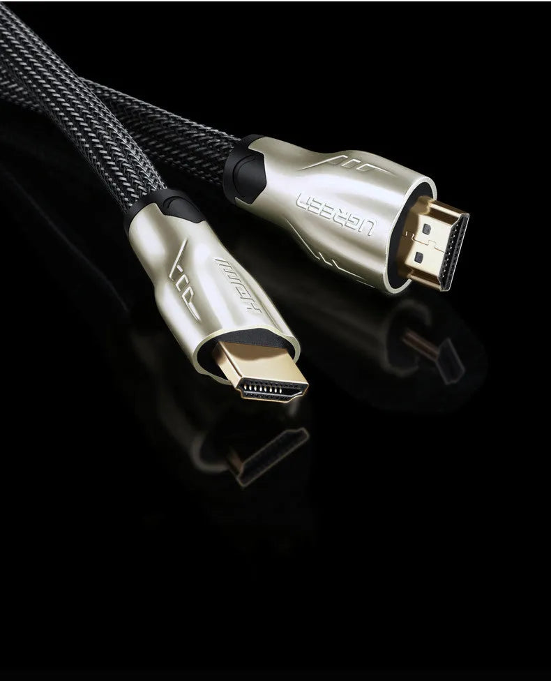 5 metre long black HDMI cable with gold-plated connectors on a white background
