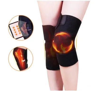Black warm knee pads with double-sided heating, two pairs per pack, small and large sizes available