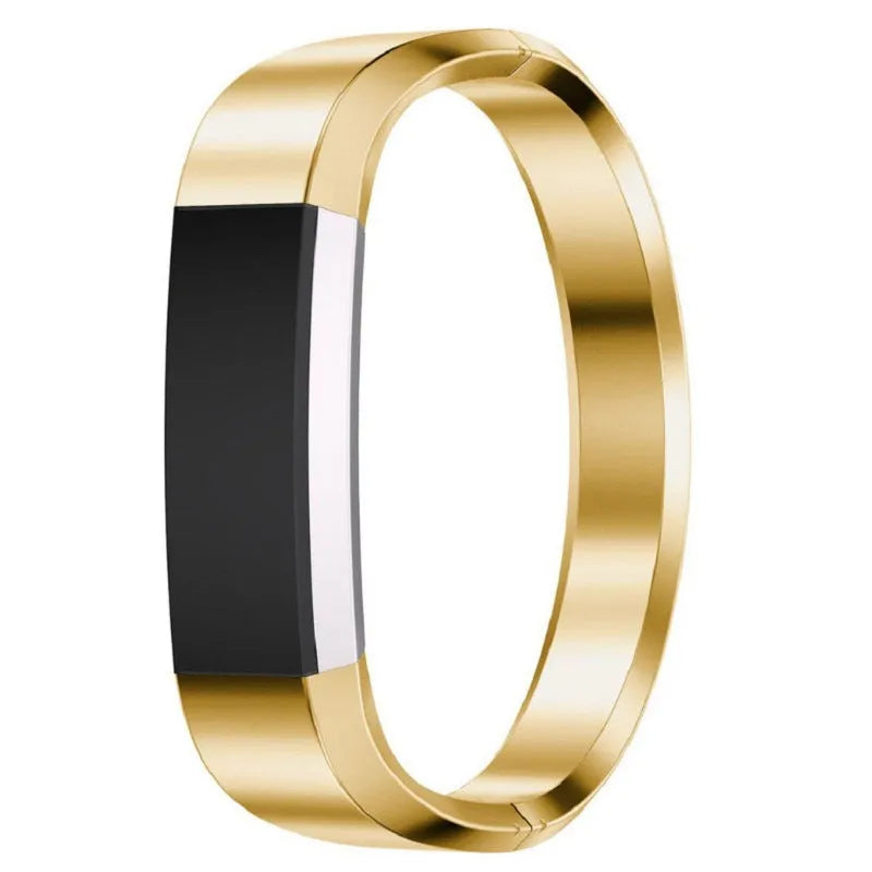 Stainless steel replacement bracelet strap for Fitbit Alta smart watch with deployment buckle clasp.