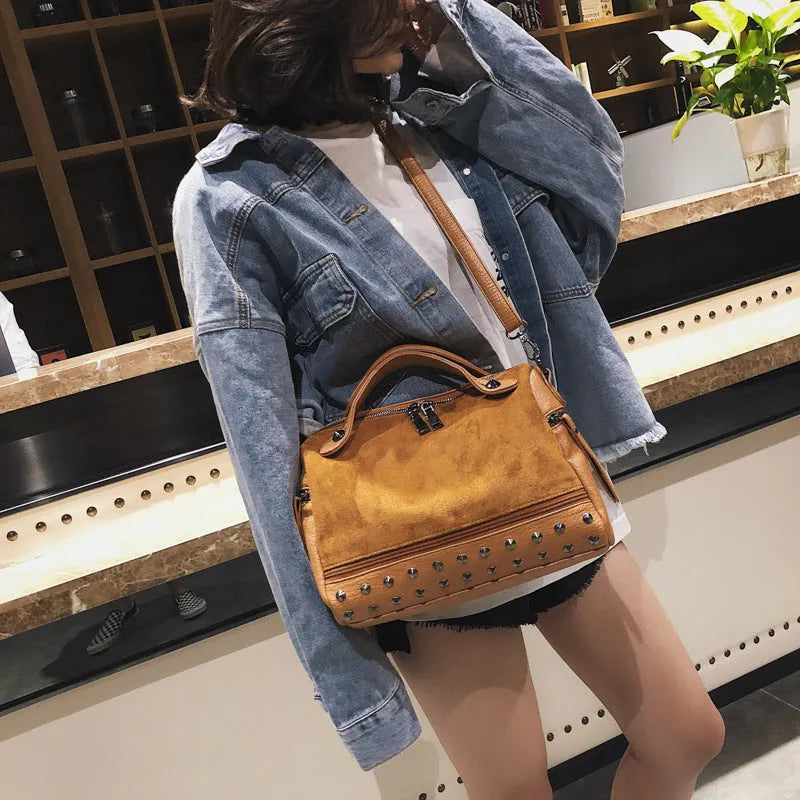 Soft PU leather women's casual tote shoulder bag in black