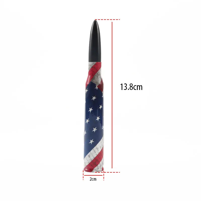14cm car modified general antenna shown in colour black, camouflage green, and American flag finishes
