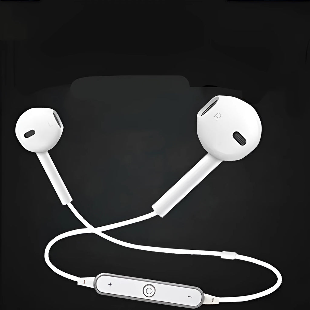 S6 wireless Bluetooth V4.1 in-ear earphones in black or white with 10m range and 90mAh battery