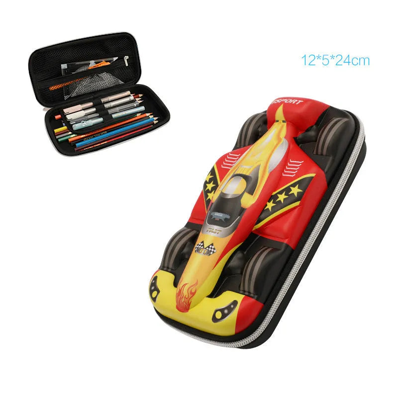 Waterproof leather pencil case in medium size, available in black, light blue, and navy blue colours