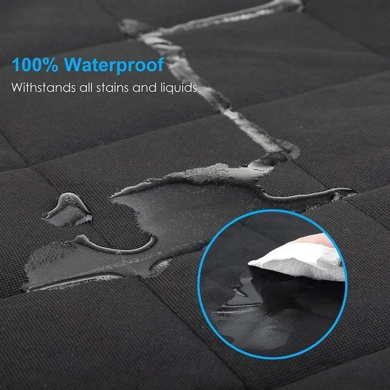 Thicken quilted waterproof pet car mat in black, 137 x 147 cm, breathable cloth seat cushion for dogs.