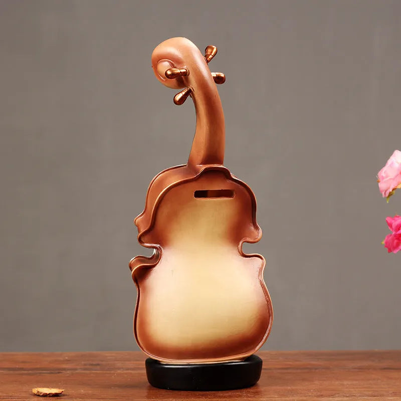 Resin violin music box decoration ornament in European style for desktop display