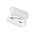 Black Bluetooth 5.0 true wireless headphones with USB charging dock