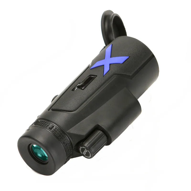 Black monocular telescope with 20x50mm optics and 12x magnification for outdoor observation
