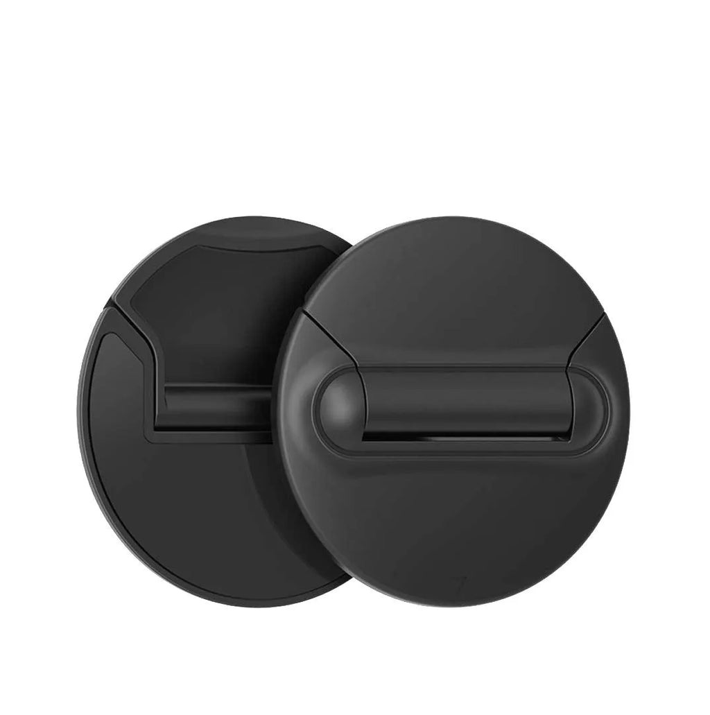 Adjustable mini portable invisible laptop stand in black ABS plastic, 50x50x6.5mm, two-pack