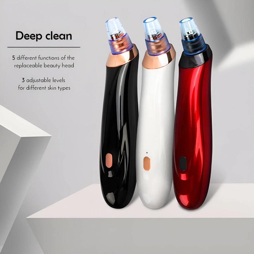 Electric blackhead remover vacuum pore cleaner, 18x2.5x2.5 cm, 3.7V lithium-ion, black gold red white