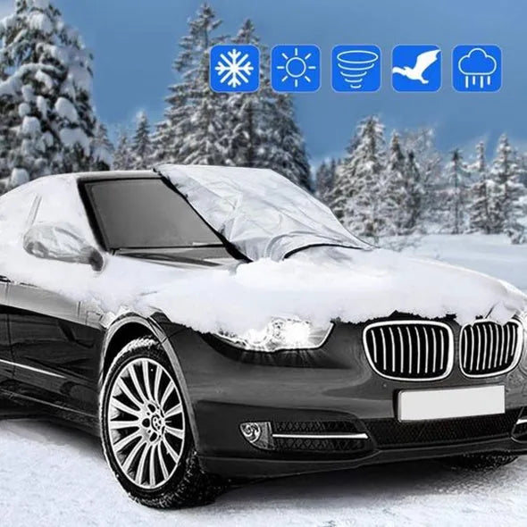 Car sunshade with silver tape material in 43x38x56 cm volume, available in two colour options