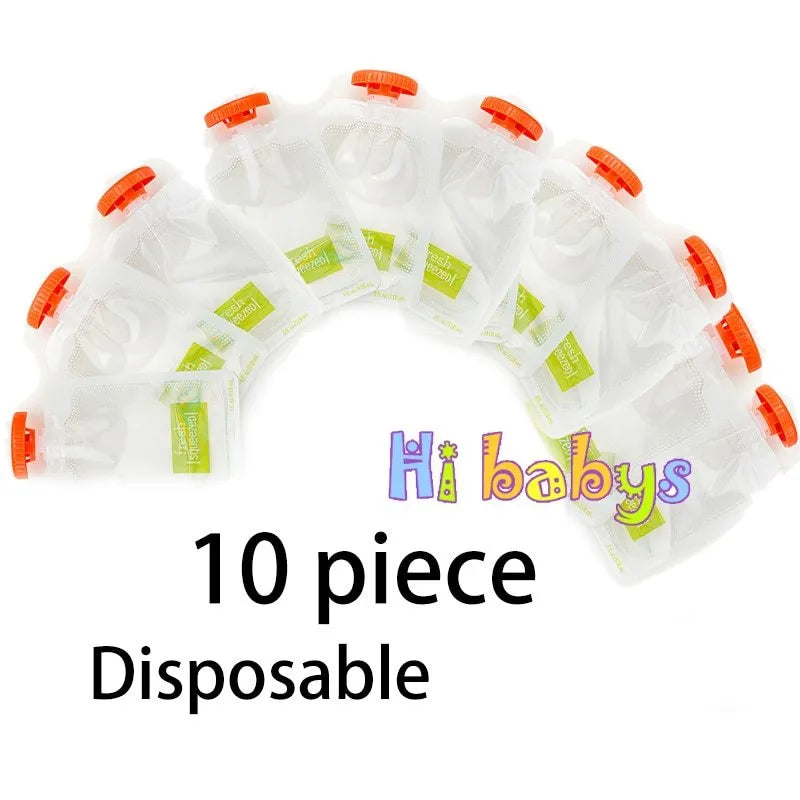 Baby food squeeze station, 18x9x22cm ABS machine with soft rubber press, pouches for homemade puree