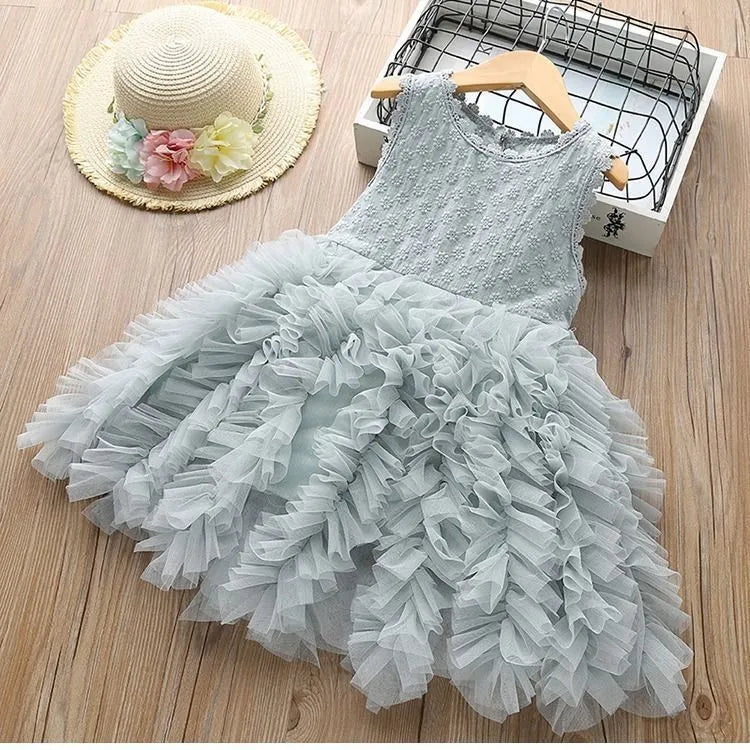 Children's white hollow lace long-sleeved princess dress cotton blend for autumn and winter