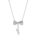 Sterling silver bow pendant necklace with O-ring chain on a 40-45cm adjustable chain.