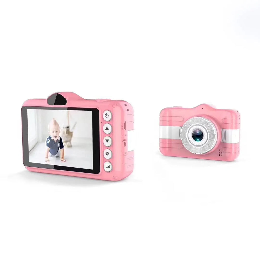 3.5 inch kids' digital camera with anti-fall silicone PC case, sky blue or pink, 117x72x25mm