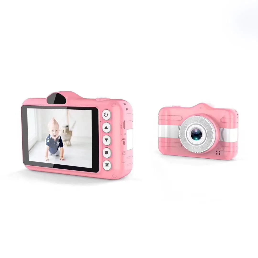 3.5 inch kids' digital camera with anti-fall silicone PC case, sky blue or pink, 117x72x25mm
