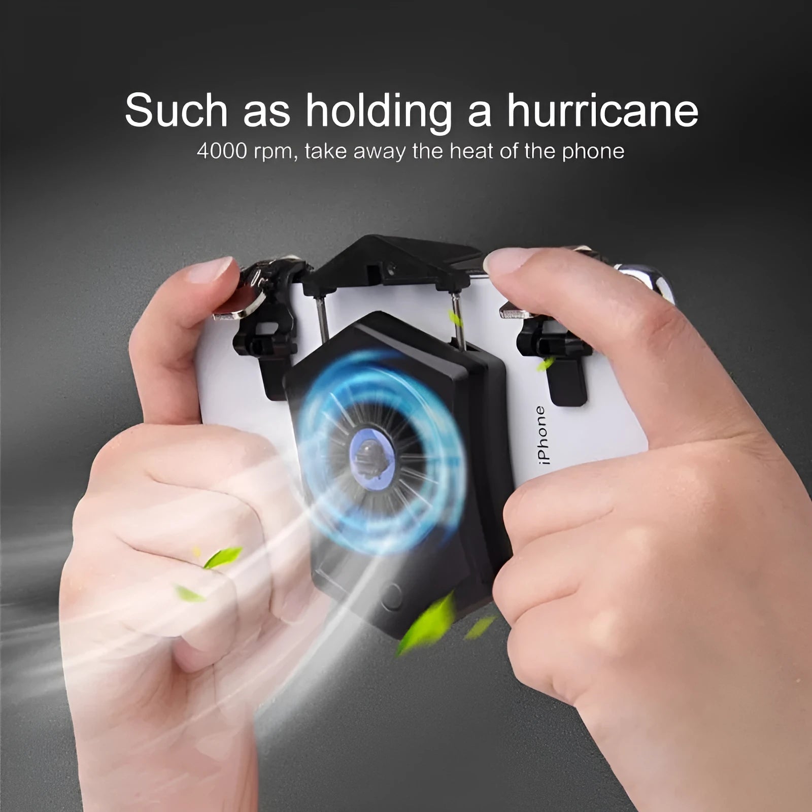 Black and white USB mobile phone radiator cooling fan for gaming accessories.