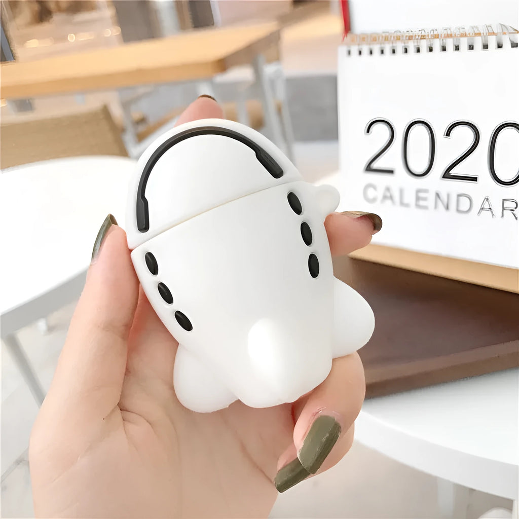 Cartoon airplane silicone flip case for AirPods 1st and 2nd generation with carrying hook