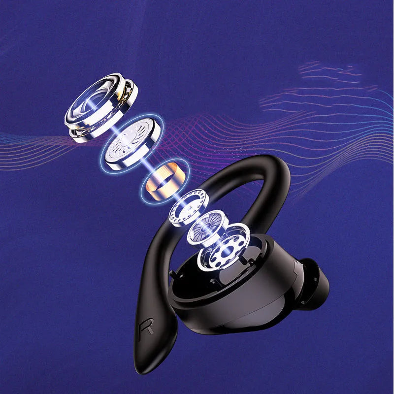 True wireless in-ear sports gaming headset with hanging ear design in Angel's Eye colour, black finish