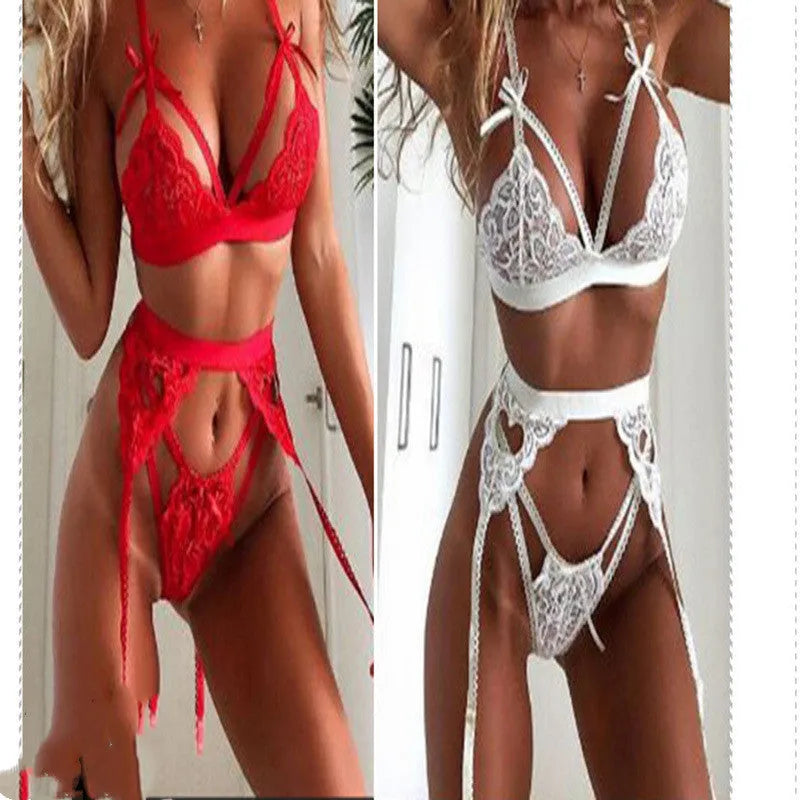 Red or white lace lingerie costume with cute girl cosplay styling available in S, M, L, XL sizes