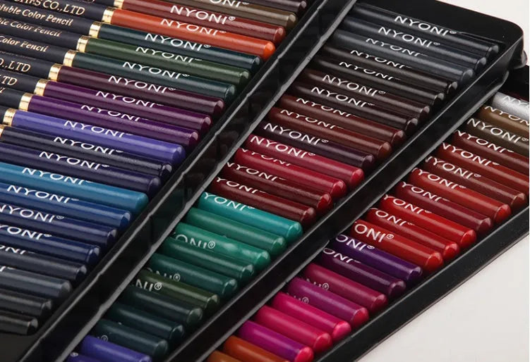 Water soluble coloured pencil set with multiple colours and lead hardness options for painting and drawing