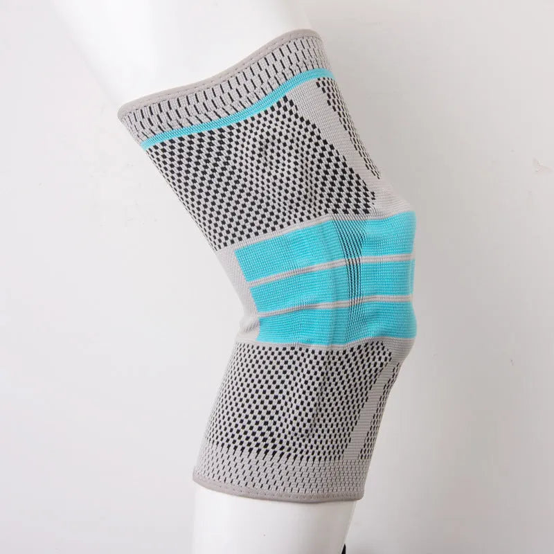 Sky blue silicone running basketball knee pads with elastic fibre construction