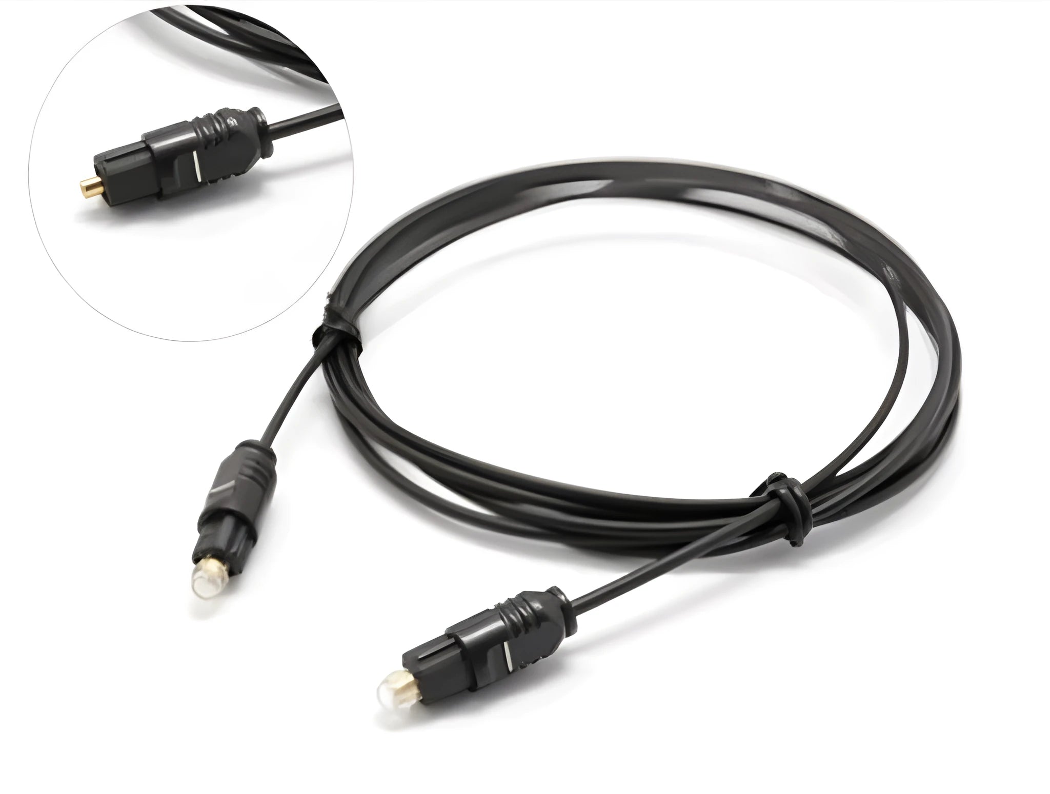 OD2.2 optical audio fibre cable with PVC jacket and standard TOSLINK connectors