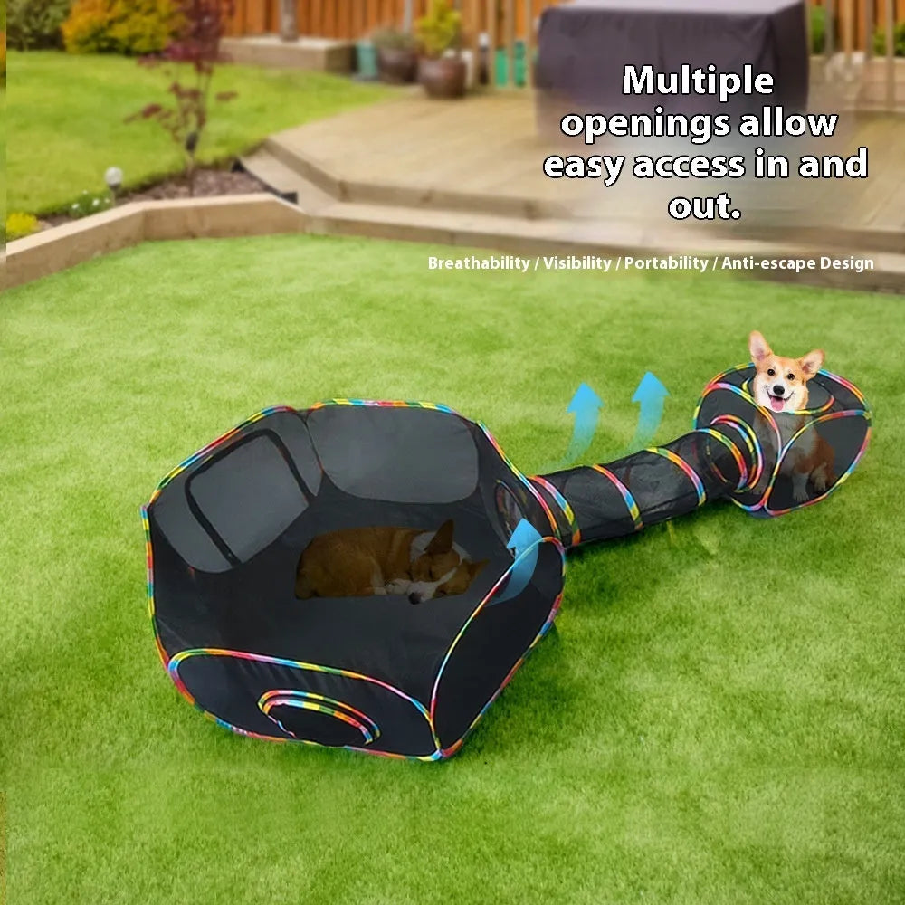 Foldable mesh cat cage in one of five style options with included cat nest toy