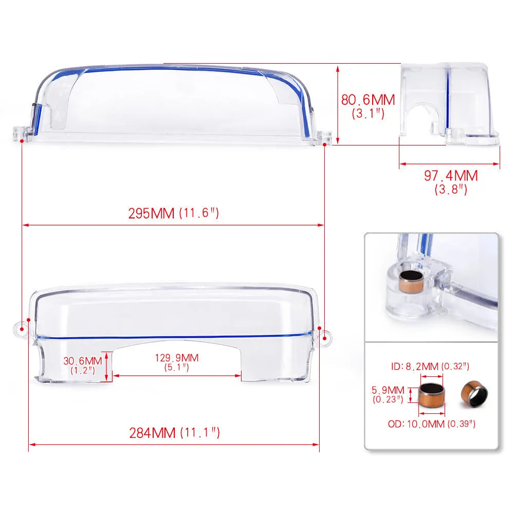 Transparent plastic gear shift cover for Lexus and Toyota car models.