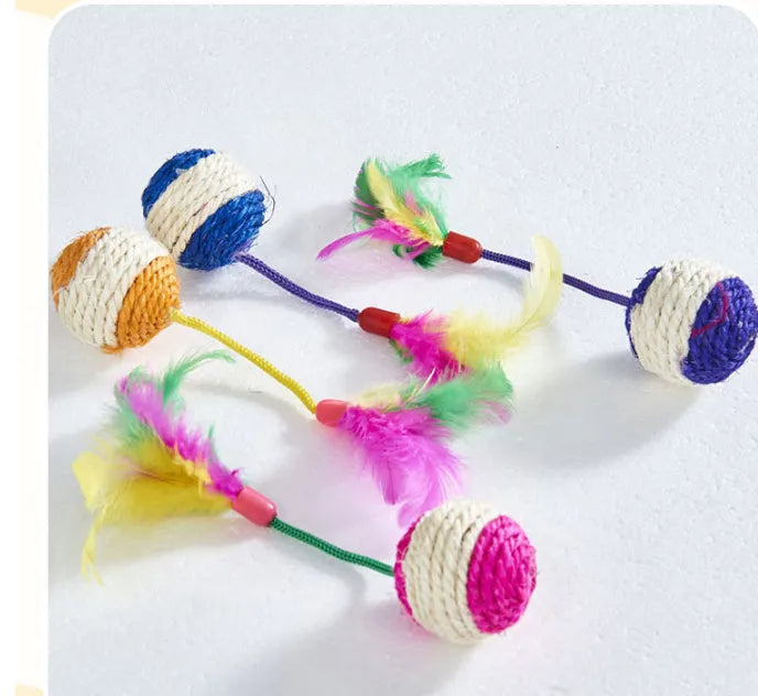 Sisal ball cat toy made of paper, 20x4.5cm, for teeth grinding and claw sharpening, random colour