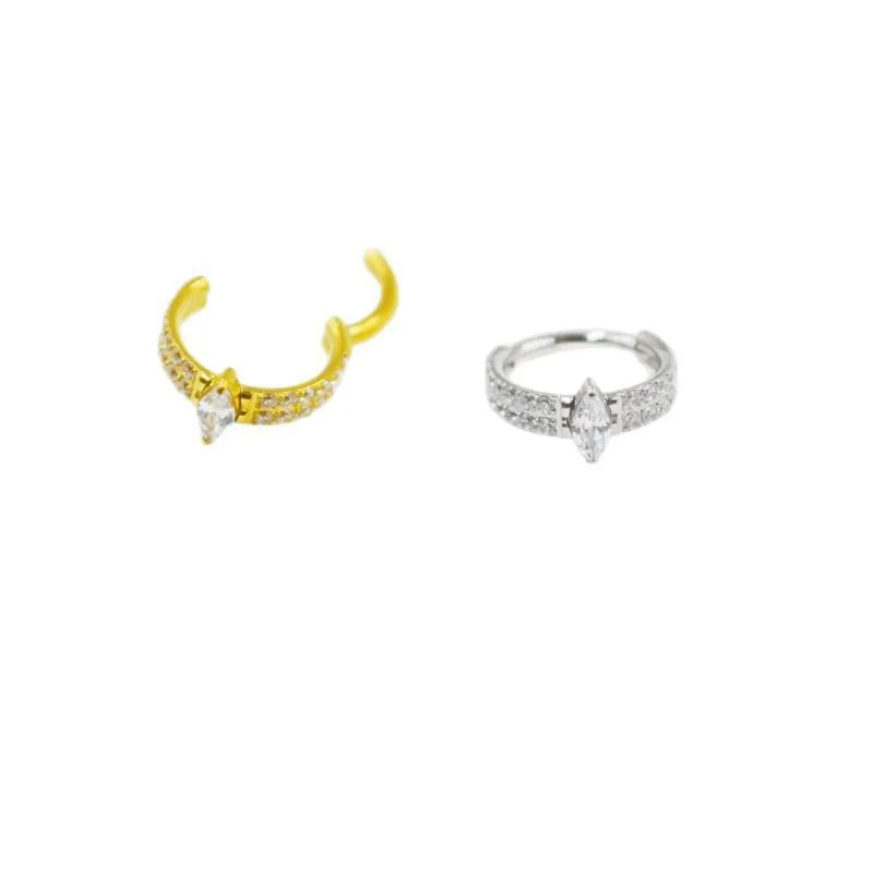 Heart-shaped titanium steel diamond earrings in gold or silver measuring 1.2x8mm