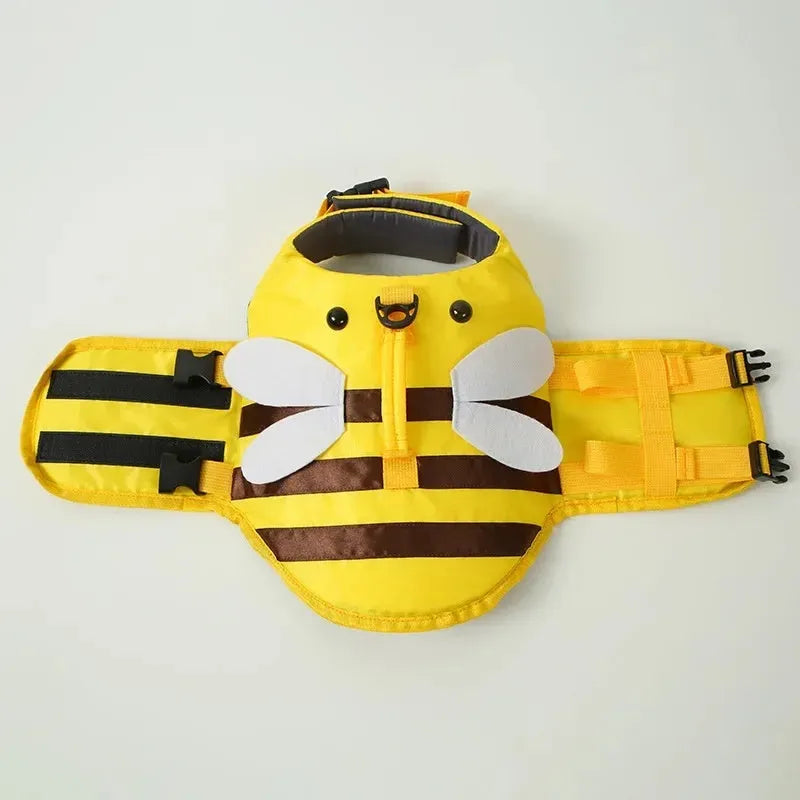 Green dog life vest with reflective strips and adjustable straps for summer water safety