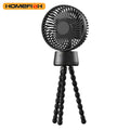 HOMEFISH F1 and F2 automatic shake head handheld fan with removable bracket on a stroller.