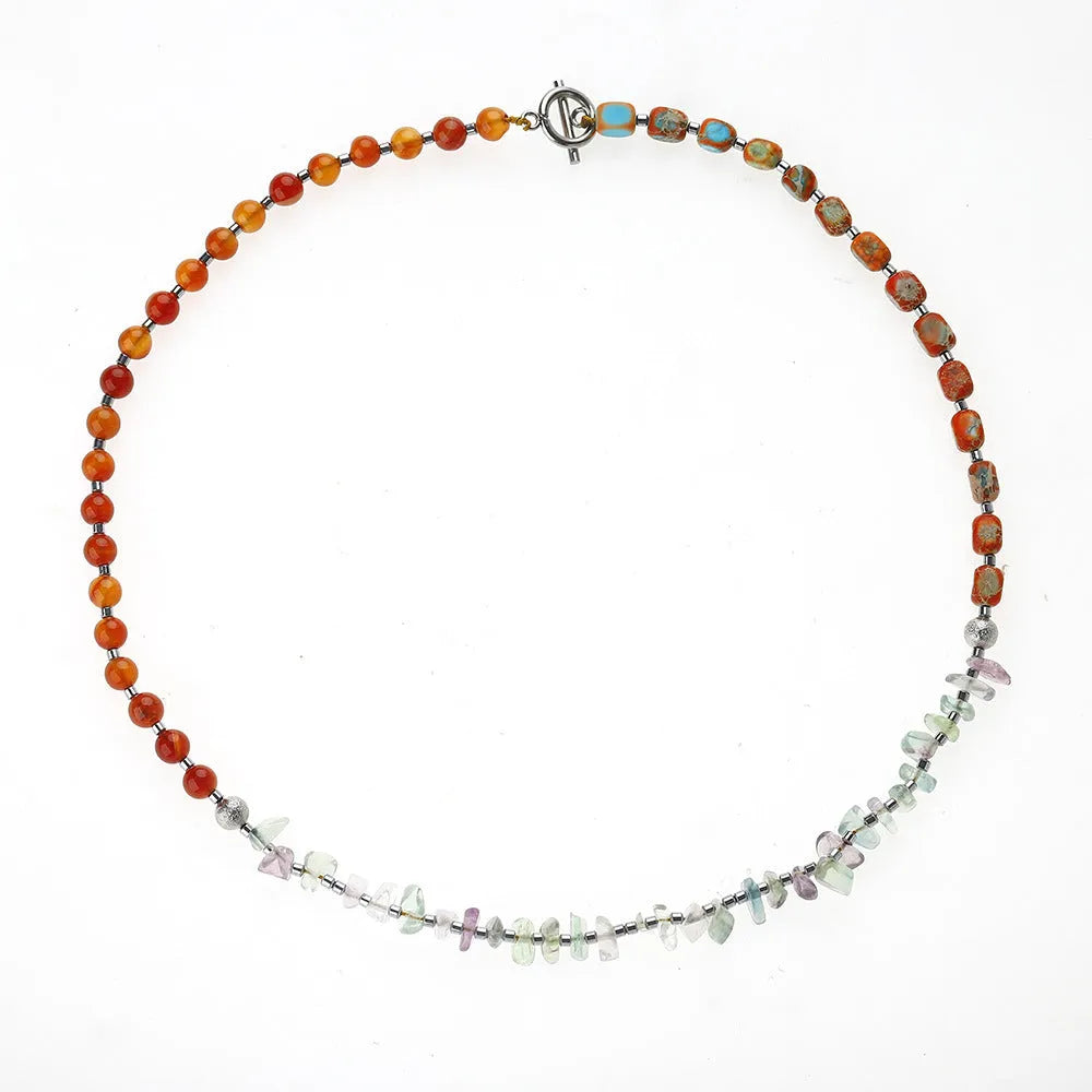 Red agate hand-woven bracelet with geometric beads and texture design