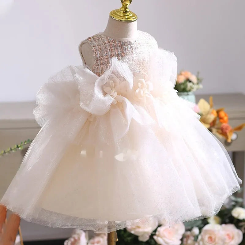 Girls linen princess dress in picture colour, birthday outfit available in suitable heights from 80cm to 160cm