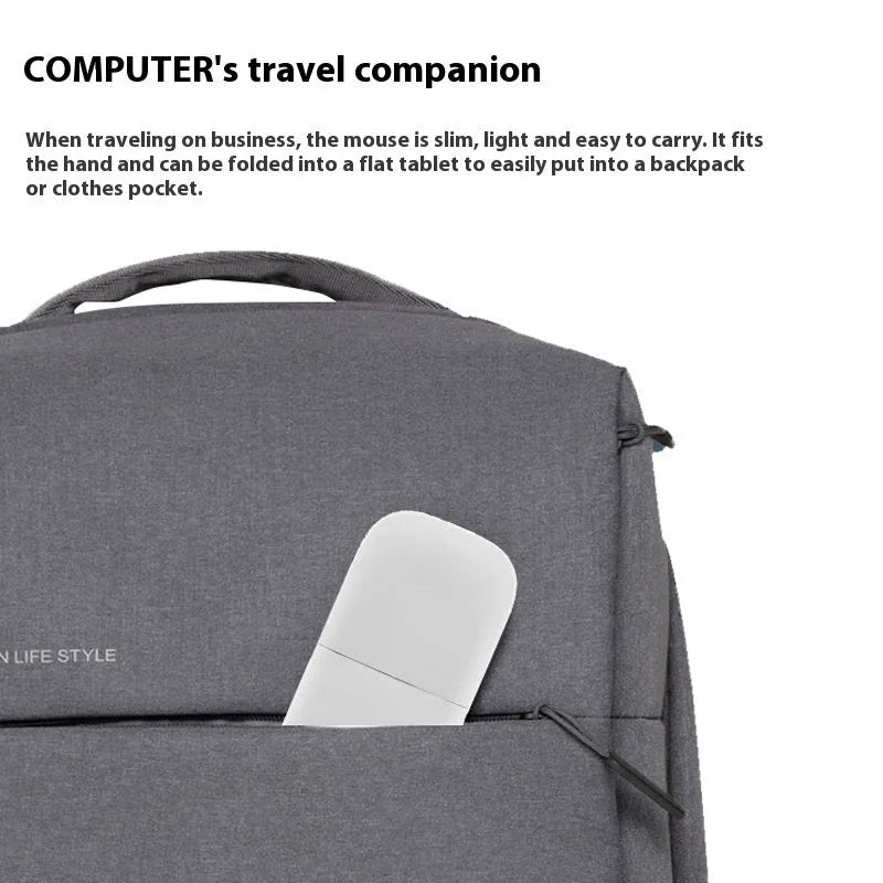 Folding Bluetooth 4.0 touch wireless mouse shown in unfolded position with dimensions 131.2 x 55 x 14.5 mm