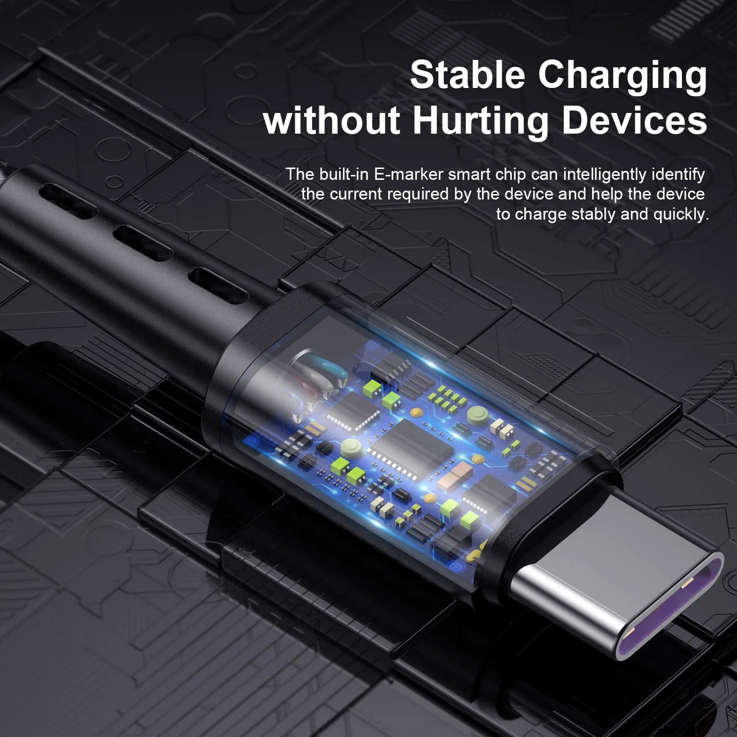 Braided Type-C charging cable with aluminium alloy connector in 2 metre length on a plain background