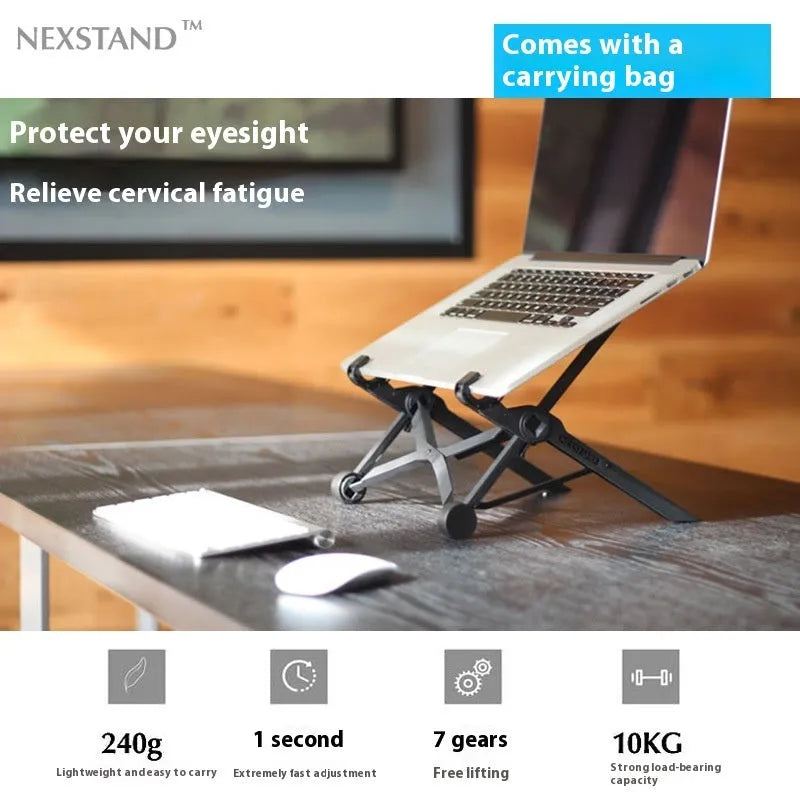 Portable folding laptop bracket stand in sagacious black colour with carrying case