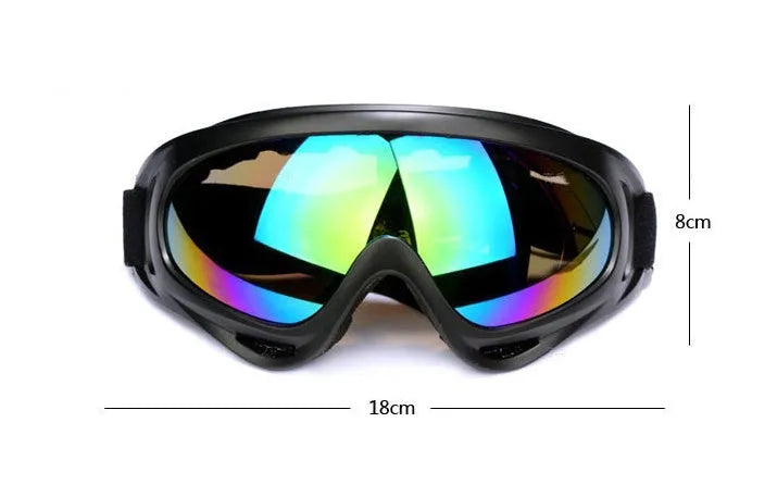 Windproof sand goggles with polycarbonate lens, ventilation system, and multiple colour options for motorcycles and outdoor sports