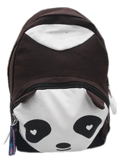 Canvas school bag in green with animal pattern, sandwich zipper bag and zipper pocket, 46x36x19 cm, zip closure