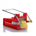 Potato cutter kitchen gadget with two stainless steel blades and non-slip rubber foot