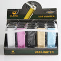 Set of 20 rechargeable windproof cigarette lighters with metal casings in various random colours
