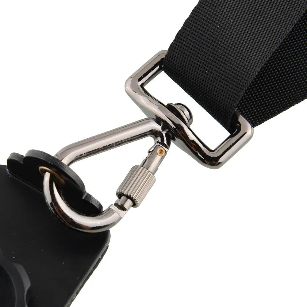 Black professional dual SLR camera shoulder strap with padded adjustable straps