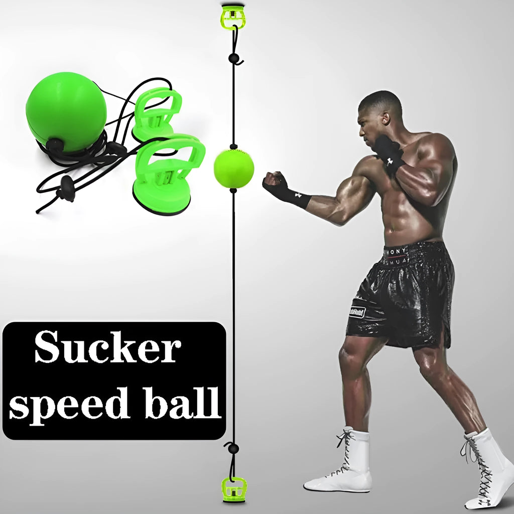 Green PU suction cup suspended boxing speed ball on a smooth surface
