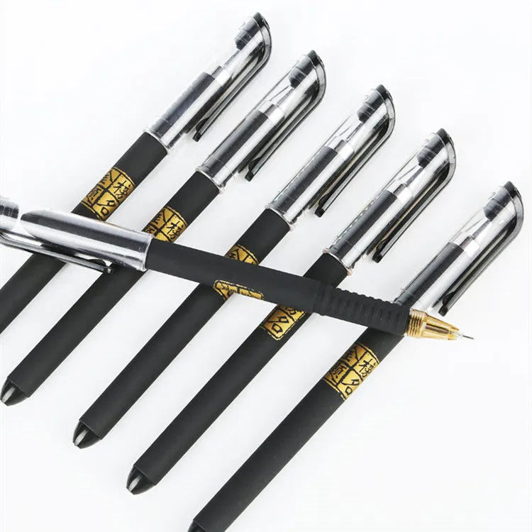 Set of eight carbon black gel pens for students with quick-drying ink and anti-fatigue design
