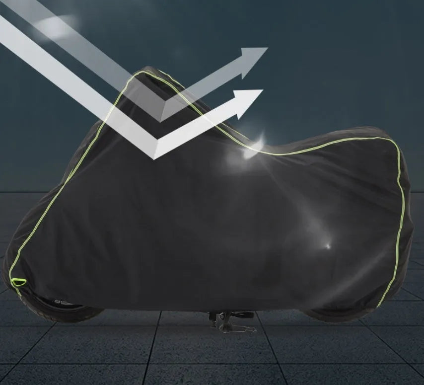 Thick motorcycle cover in nylon and PVC coating for outdoor storage with size options S to XXL