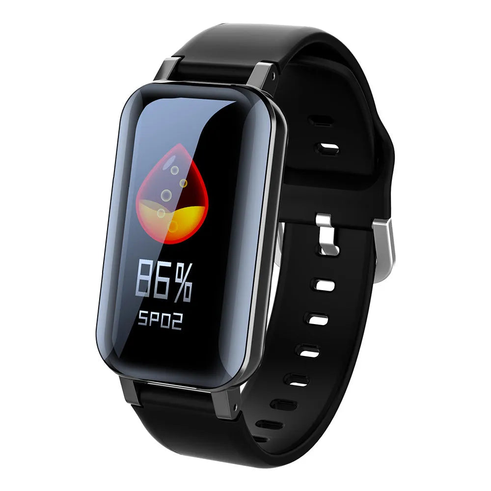 Call Bracelet smart bracelet in black, blue, or coffee colour with heart rate monitor display